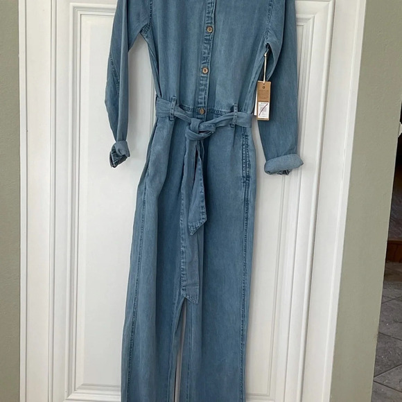 Billabong Salty Blonde Sunday Uniform denim work jumpsuit overalls size XS/6 - Picture 4 of 16